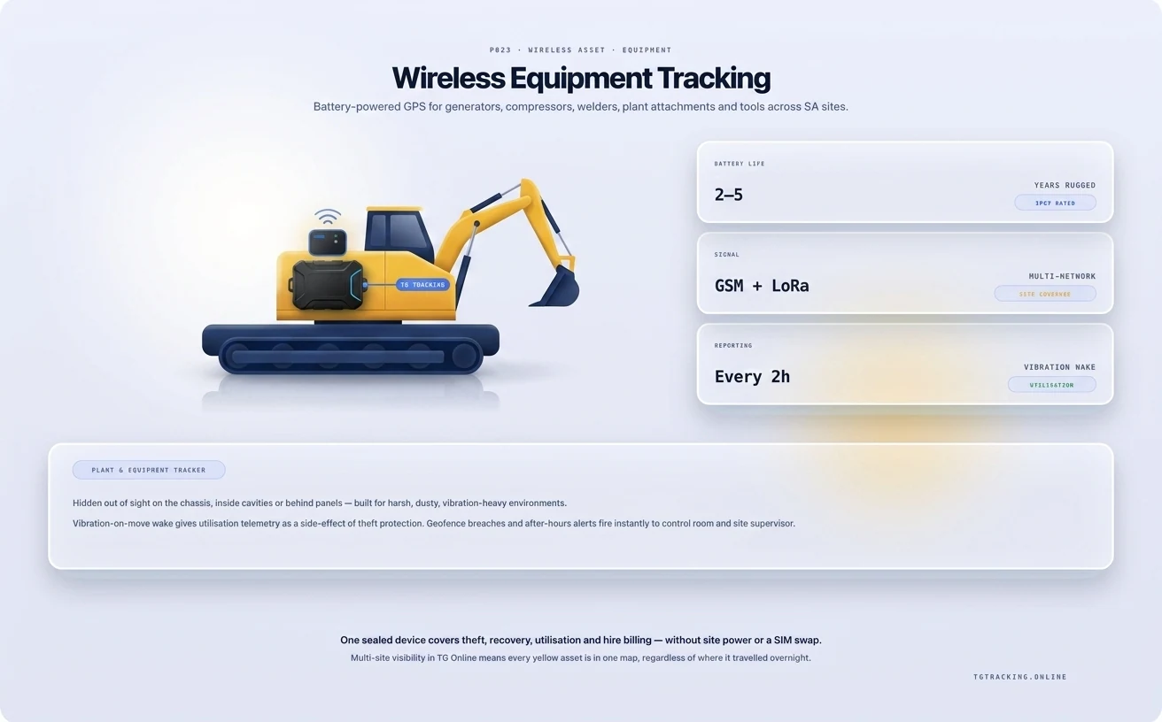 Wireless Equipment Tracking infographic showing how TG Tracking organises this solution