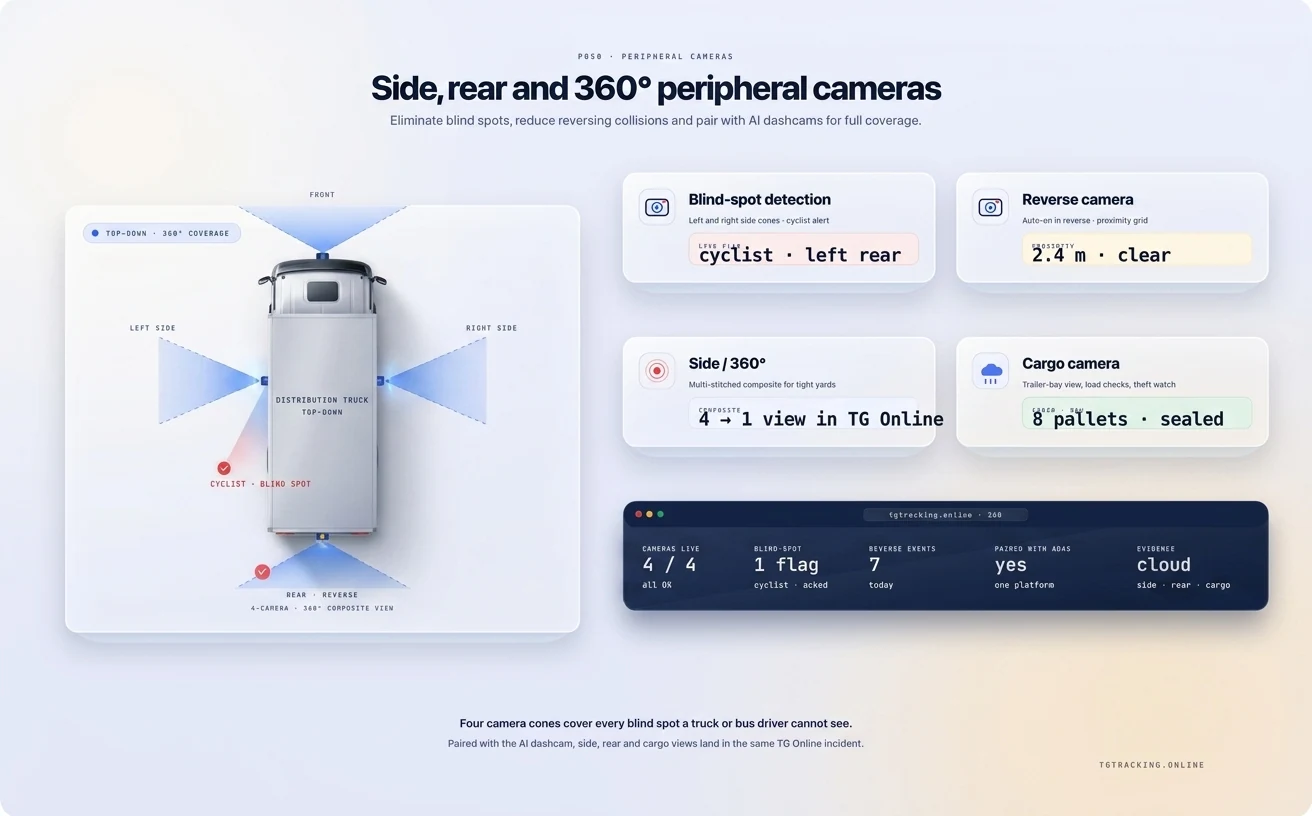 Peripheral Cameras infographic showing how TG Tracking organises this solution