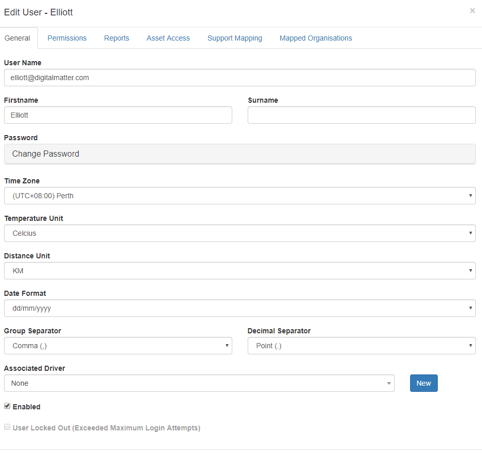 GPS tracking system user interface for managing vehicle and asset location data.